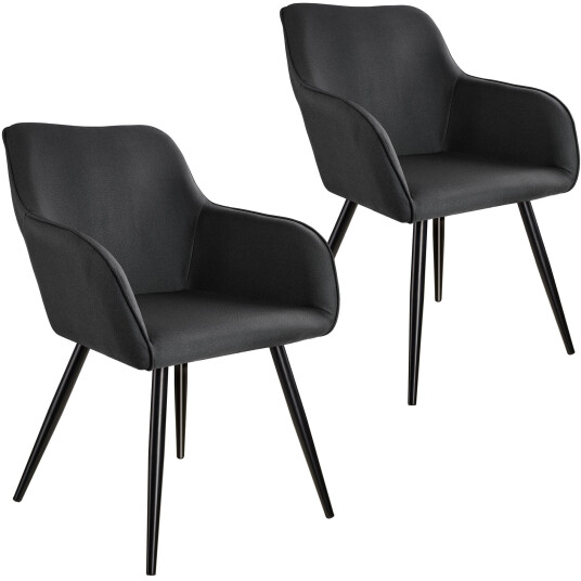 tectake 2x Stol Marilyn Linutseende - svart