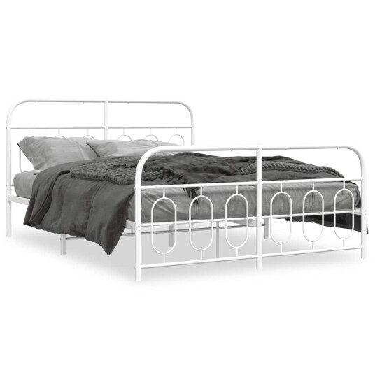  Sengeramme i metall med hode- og fotgavl hvit 150x200 cm 8721102646560