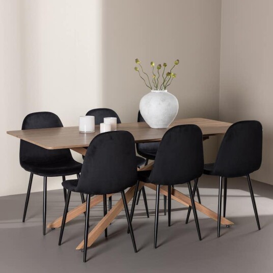 Venture Home Spisegruppe Venture Home Piazza 180 med 6 stk Polar Stoler Fløyel GR24521