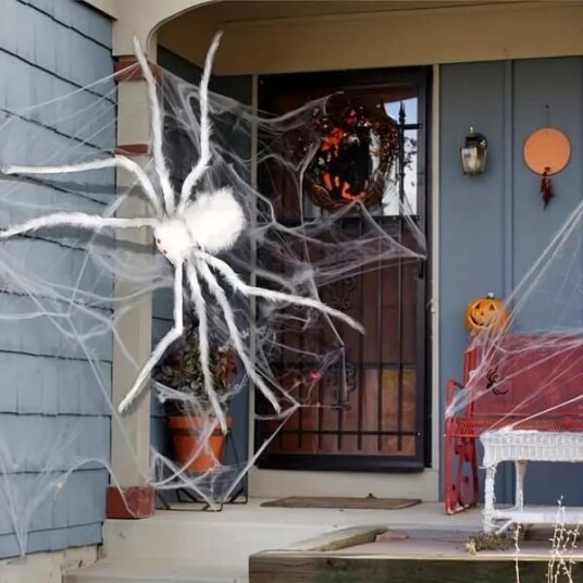 Halloween Kjempeedderkopp Hvit Hårete 150 cm TF