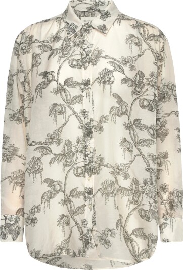 GANT Rel Tree Print Cot Silk Shirt   Cream   38