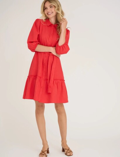 A View Linen Dress   Red   36