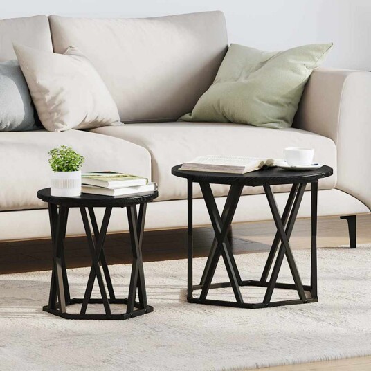 Nesting Sidebord 2 stk Svart Eik Ingeniørtre Nesting Sidebord 2 stk Svart Eik Ingeniørtre