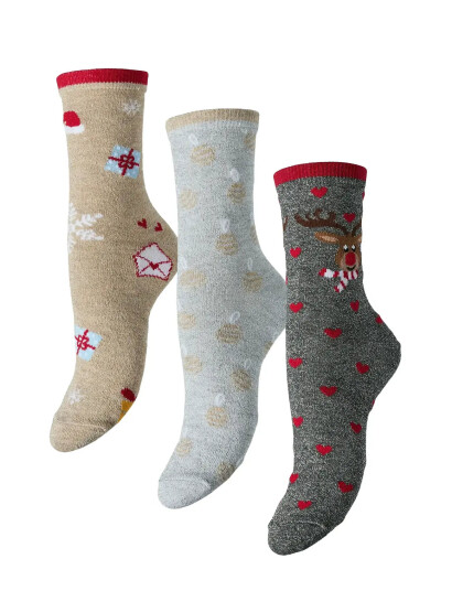 Pieces Pcjingle Glitter Socks 3-Pack Bc - Multi/patterned - ONE SIZE Pieces Pcjingle Glitter Socks 3-Pack Bc - Multi/patterned - ONE SIZE