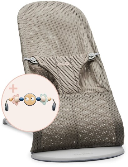BabyBjörn Bliss Vippestol Mesh inkl. Moroøyne Gråbeige/Pastell