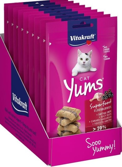 Vitakraft Cat Treats 9 X Cat Yums Superfood With Duck And Elderberry 40G (Bundle)