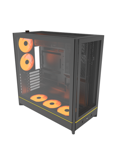 Montech HS01 PRO Mesh Midi Tower Kabinett med Herdet Glass Svart Montech HS01 PRO Mesh Midi Tower Kabinett med Herdet Glass Svart