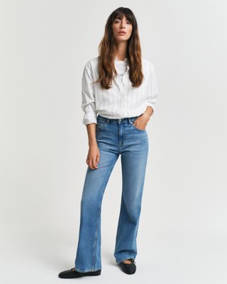 Slim fit jeans med sleng SEMI LIGHT BLUE BROKEN IN 27