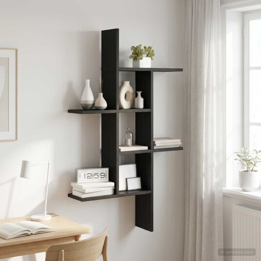 vidaXL Vegghylle Svart eik 61 x 15 x 102 cm Konstruert tre
