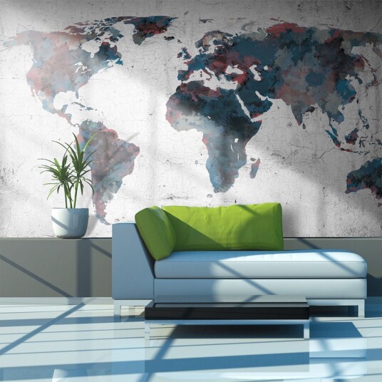 Fototapet World Map On The Wall 450x270 - Artgeist sp. z o. o.