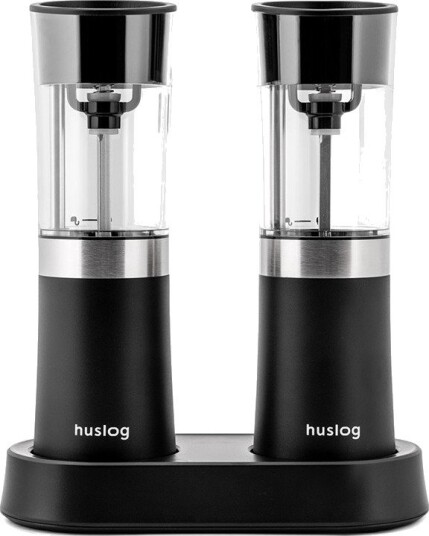 Huslog Elektrisk Salt- og Pepperkvern Sett med Ladestasjon - Sort