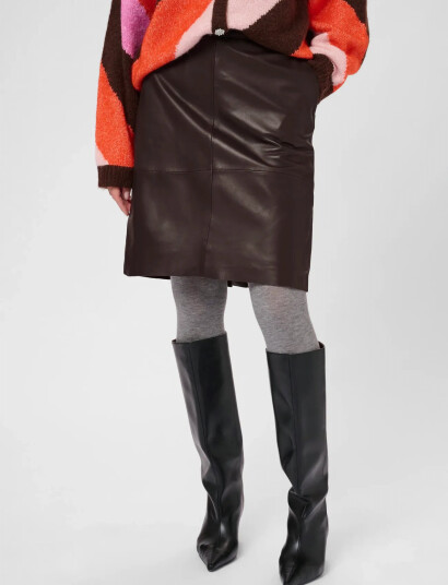 Culture Cuberta Leather Skirt Brown 40