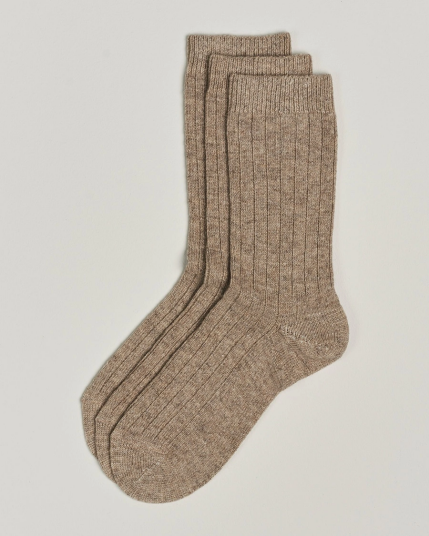 Amanda Christensen 3-Pack Supreme Wool/Cashmere Sock Beige Melange