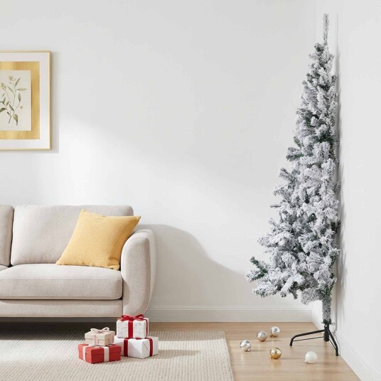 vidaXL Kunstig juletre 240 cm PVC og stål Grønn og hvit