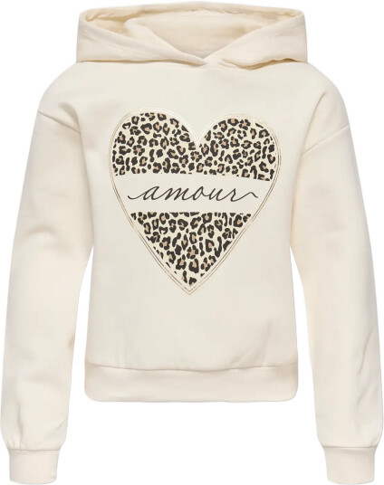 Kids Only Kogcooper Life Heart Ls Hoodie Swt Noos   Cream   134 140