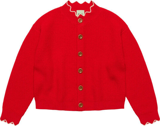 FUB Rib Cardigan Red 90