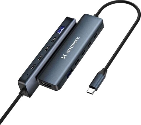 USB C 6 i 1 hub Wozinsky WHBC10Y4S Multifunksjonell aluminium med 25 cm kabel grå