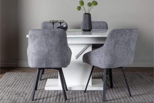 Venture Home Pluto Spisegruppe 120 cm Rektangulær med 4 Rosie Stoler Grå
