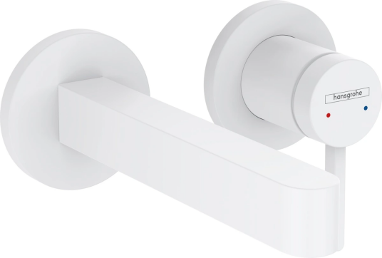 Hansgrohe Finoris 2-hulls Servantbatteri For innbygning, 16,8 cm tut, Hvit Matt Hansgrohe Finoris 2-hulls Servantbatteri For innbygning, 16,8 cm tut, Hvit Matt