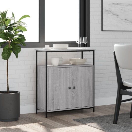 vidaXL Skjenk grå sonoma 70x30x80 cm konstruert tre vidaXL Skjenk grå sonoma 70x30x80 cm konstruert tre