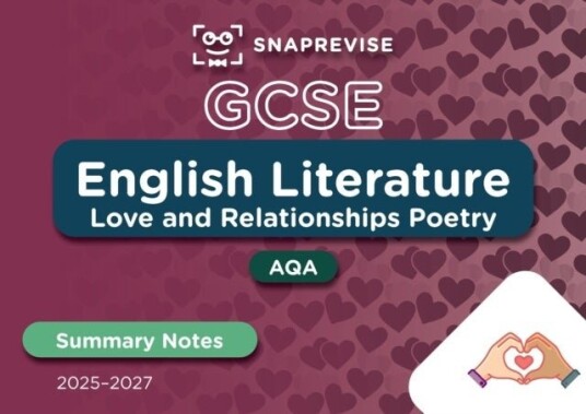 SnapRevise GCSE AQA English Literature: Love and Relationships Poetry Summary Notes SnapRevise GCSE AQA English Literature: Love and Relationships Poetry Summary Notes