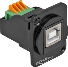 Delock D-Type Module Påknipsbar Mulighetsmodulfrontplate Panelmonterbar Usb 2.0 Type B Svart