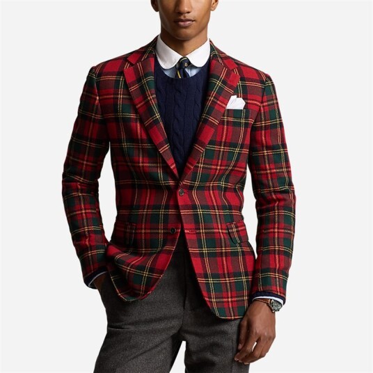Polo Modern Plaid Wool-Blend Sport Coat Red/Green Multi