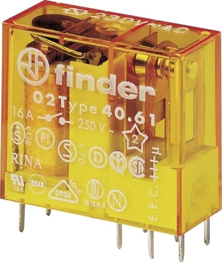 Finder 40.61.8.230.4001 Printrelé 230 V/Ac 16 A 1 Vekselkontakt
