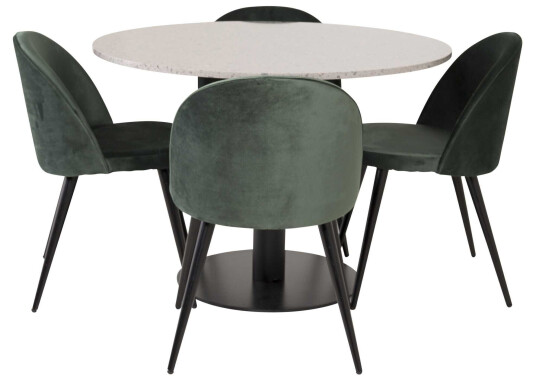 Venture Design Razzia & Velvet spisegruppe Grå/grønn 4 st stoler & bord 106 cm
