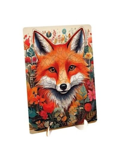 Creative Craft Group Wooden Puzzle Fox Unique Shapes 130 Pcs. Tre