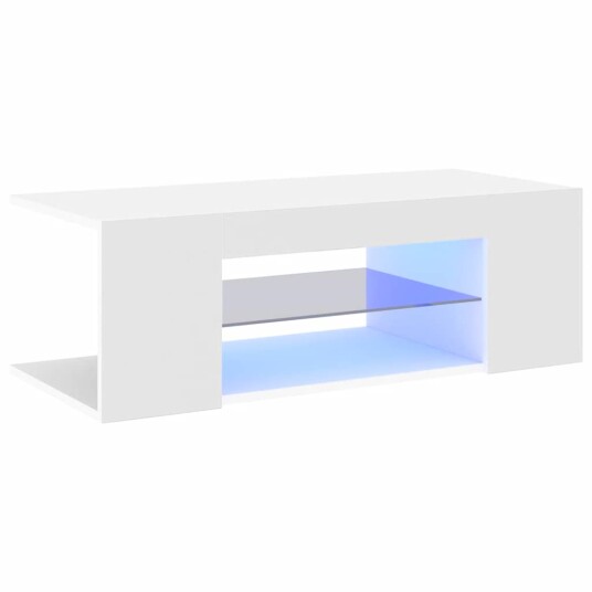 vidaXL TV-benk med LED-lys hvit 90x39x30 cm