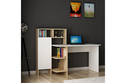 Skrivebord Halse 120 cm med Oppbevaringshylle Eikfarge