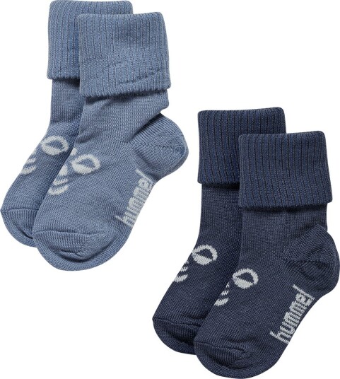 Hummel Hmlmini 2 pack sokker i ull Ombre Blue/Flint Stone (24/27) 24/27