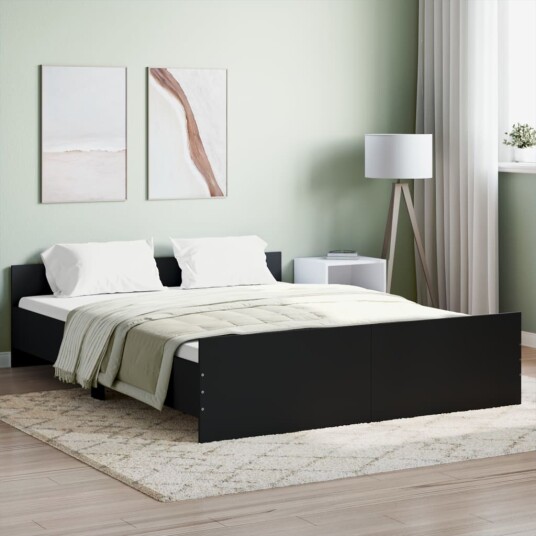 vidaXL Sengeramme med hode- og fotgavl svart 160x200 cm 8721012157187