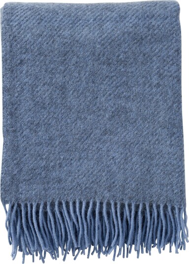 Klippan Yllefabrik Ullpledd   130x200 cm   Gotlandull/lammeull   Gotland Infinity blue