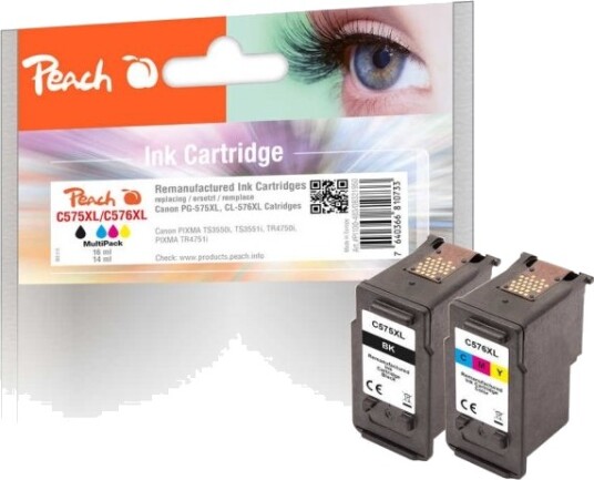 Peach Patroner Canon Pg-575Xl/Cl-576Xl Multipakke Bk & Farge Remanufactured