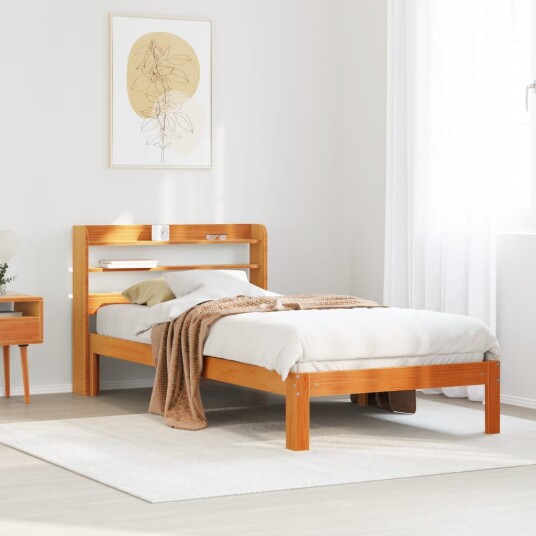 Sengeramme uten madrass voksbrun 100x200 cm heltre furu 3306804 Sengeramme uten madrass voksbrun 100x200 cm heltre furu 3306804