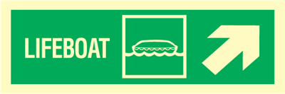 Jo Safety Lifeboat arrow up right IMO direction exit sign 100066 Jo Safety Lifeboat arrow up right IMO direction exit sign 100066