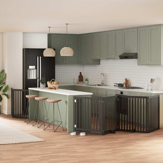 Vidaxl Hundeport Sammenleggbar 8 Paneler Svart 640 cm Poppeltre