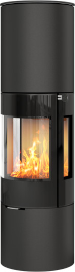 Rais Viva l 160 svart vedovn med sideglass og glassdør