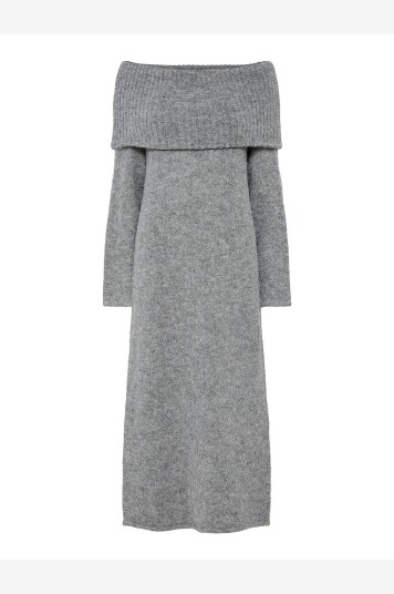 pieces - Kjole pcPam LS Off Shoulder Knit Dress BC - Grå pieces - Kjole pcPam LS Off Shoulder Knit Dress BC - Grå
