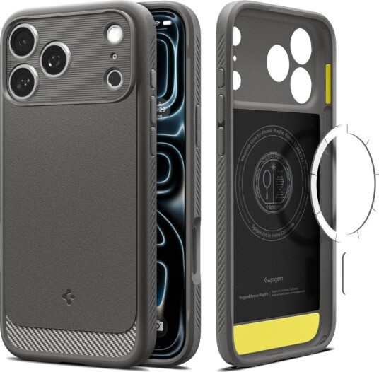 Spigen Rugged Armor MagSafe Deksel for iPhone 18 Pro/17 Pro - Grå Spigen Rugged Armor MagSafe Deksel for iPhone 18 Pro/17 Pro - Grå