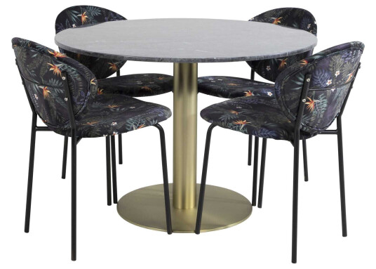 Venture Design Estelle & Vault spisegruppe Svart/flerfarget 4 st stoler & bord 106 cm