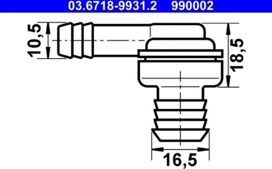 Tilkoplingsstuss, vakuumledning ATE 03.6718-9931.2