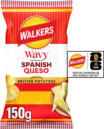 Walkers Wavy Spanish Queso Potetgull med Ostesmak 150 gram UK