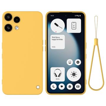 Nothing Phone 3a Lite Flytende silikon deksel med håndstropp Gul