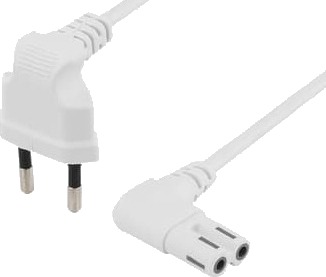 Deltaco 0.5m Strømkabel C7 Europlug Hvit - IEC 60320