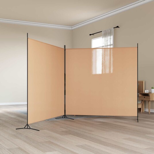 vidaXL 2-Panels Rom Skillevegg Beige 348 x 180 cm Stoff