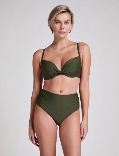 Hunkemöller Luna High-Waisted Shaping Cheeky Bikini Bottoms - Green - XS