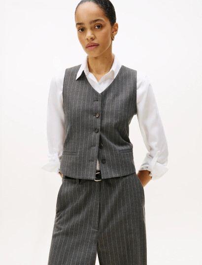 Tommy Hilfiger Pinstripe Tailored Vest - Grey - 40